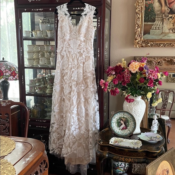 Tadashi Shoji Bridal Cecilia Lace Bridal Gown Dress Sz.12 - Picture 9 of 16